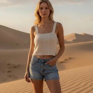 Joie Cable Knit Sweater Ivory White Tank Top Women’s Size Medium